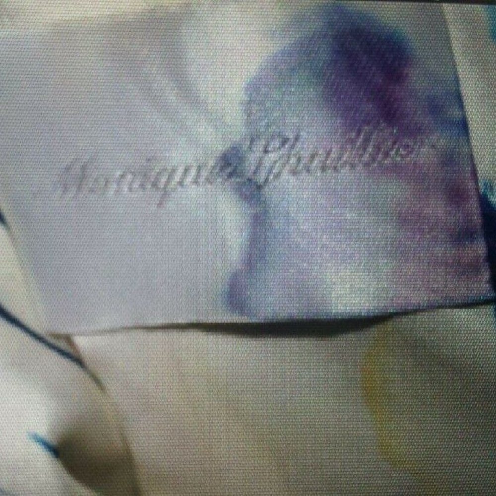 NEW silk Monique Lhuillier painted couture Wedding Dress white blue ivory tiedye - Picture 6 of 16